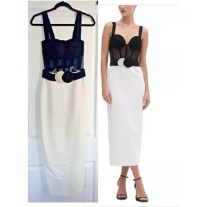 PatBO Rope Trim Corset Dress Size 6 MSRP $675 Bodycon Midi Brazil